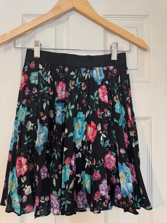 Express Dresses & Skirts - Express Black Skater Skirt with Blue, Pink & Purple Florals